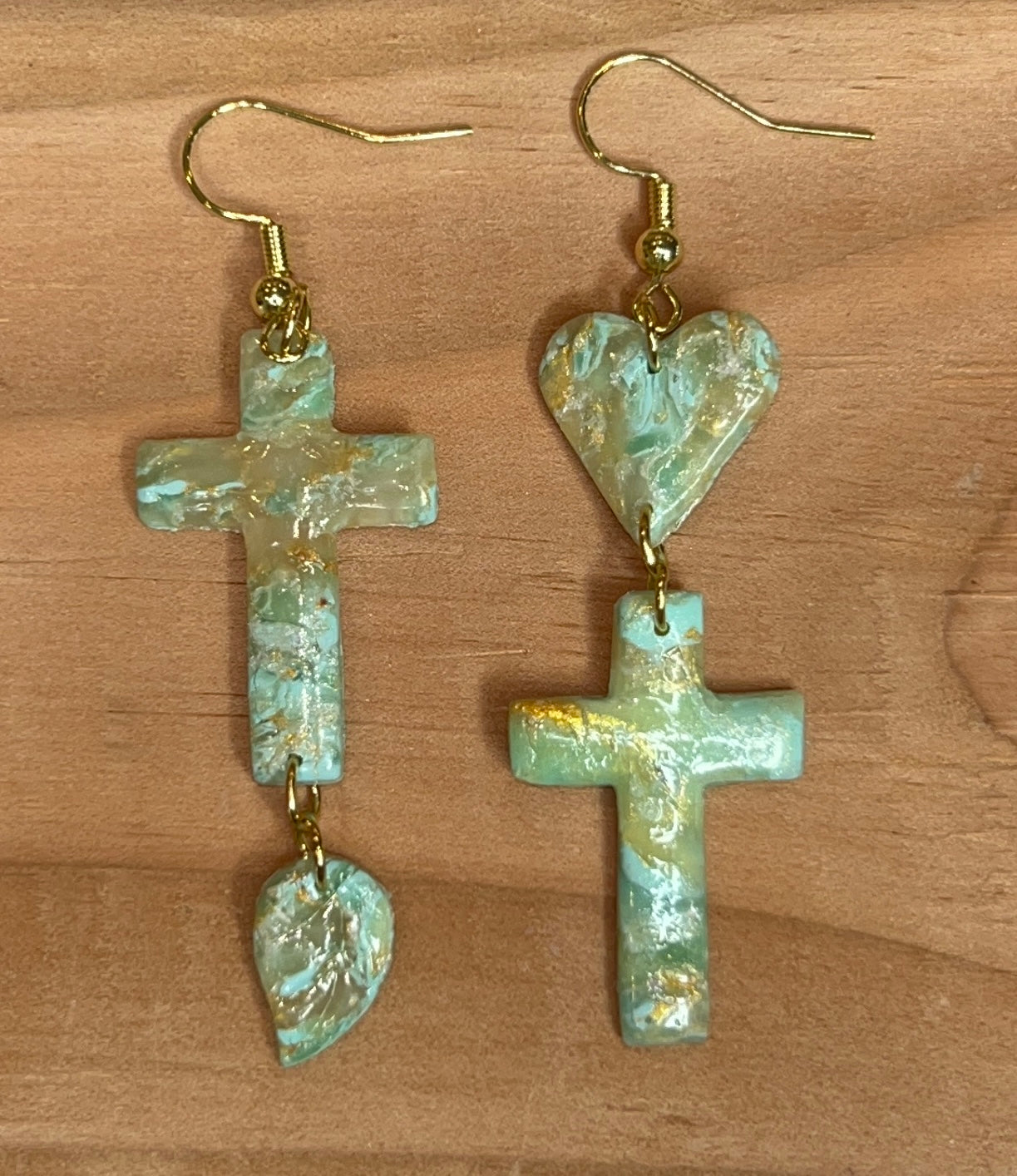 Turquoise High Fashion Cross Earrings