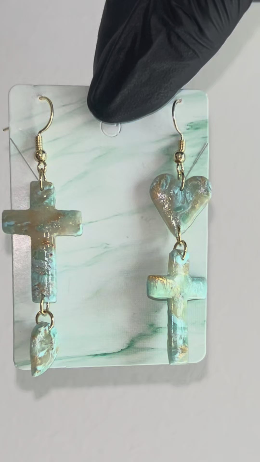 Turquoise High Fashion Cross Earrings